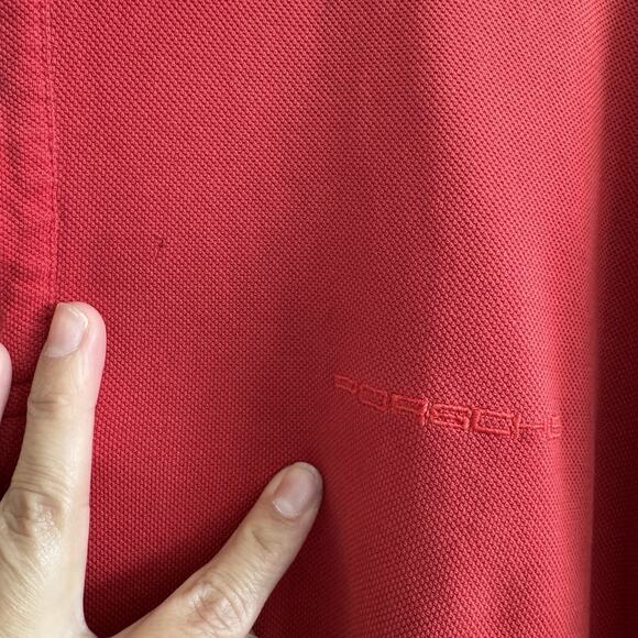 VINTAGE Porsche Polo Short Sleeve Shirt Red Embroidered Logo Mens L READ DESCRIP - Picture 6 of 11